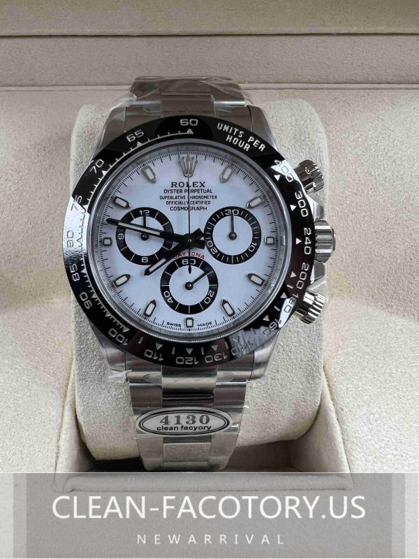Clean Factory Rolex Daytona 116500LN 40mm White Panda Dial, Black Ceramic Bezel, 904L Steel, Best Edition 4130 Movement