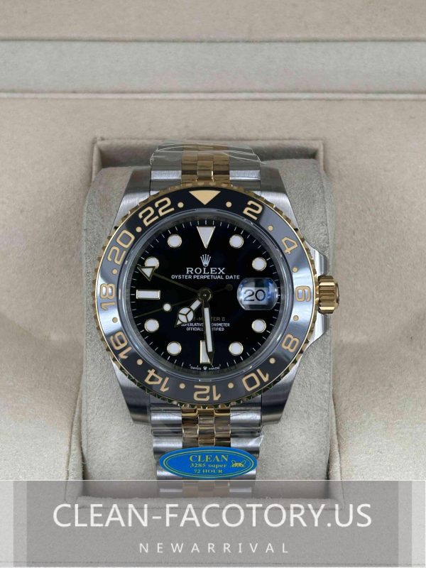 Clean Factory Rolex GMT Master II 126713GRNR Jubilee, Black/Grey Ceramic Bezel, Two-tone Gold/904L Steel, Best Edition 3285 Movement