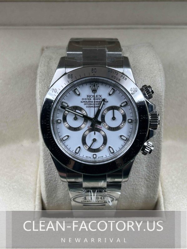 Clean Factory Rolex Daytona 116520 40mm White Dial, 904L Steel Bezel, Best Edition 4130 Movement