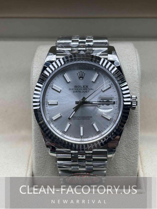 Clean Factory Rolex Datejust 41mm 126334Jubilee Silver Dial, White Gold Fluted Bezel, 904L Steel, Best Edition 3235 Movement