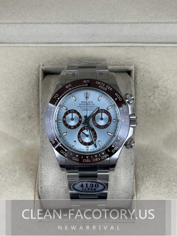 Clean Factory Rolex Daytona 116506 IceBlue Dial "PLATONA", Brown Ceramic Bezel, White Gold wrapped, 904L Steel, Best Edition 4130 Movement