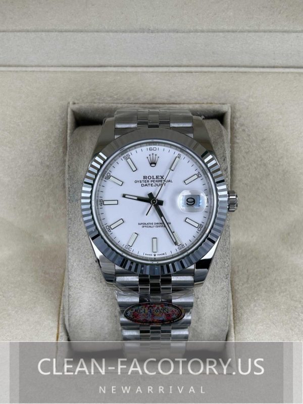 Clean Factory Rolex Datejust 41mm 126334Jubilee White Dial, White Gold Fluted Bezel, 904L Steel, Best Edition 3235 Movement