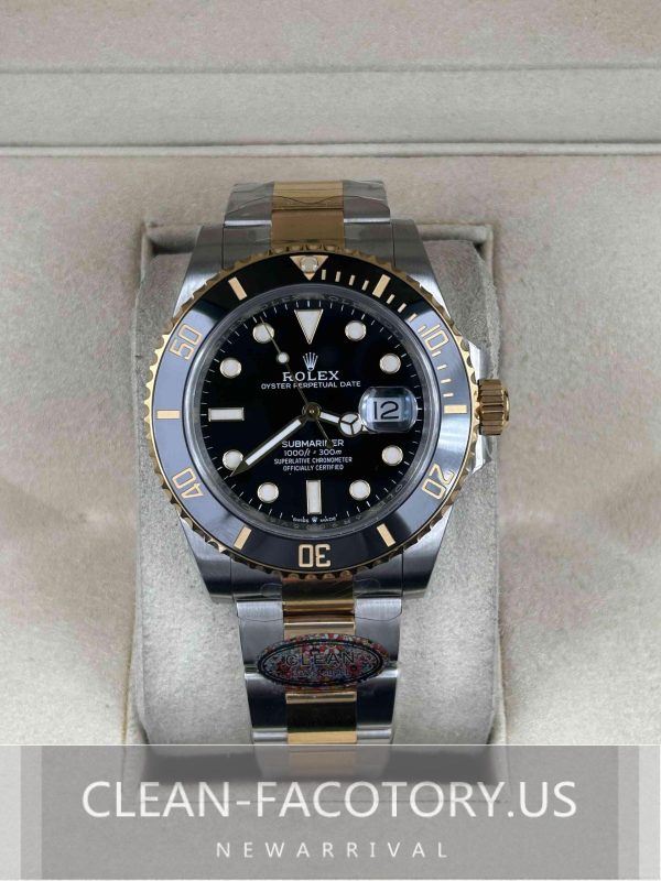 Clean Factory Rolex Submariner 126613LN 41mm Two Tone Gold, Black Dial, Ceramic Bezel, Gold Wrap 904L Steel, Best Edition 3235 Movement