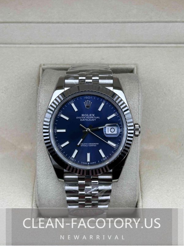 Clean Factory Rolex Datejust 41mm Jubilee Blue Dial, White Gold Fluted Bezel, 904L Steel, Best Edition 3235 Movement