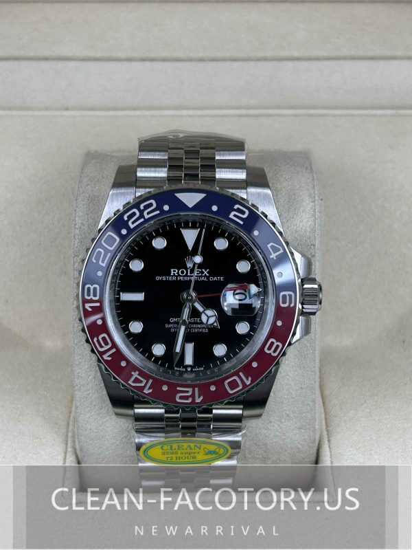 Clean Factory Rolex GMT Master II 126710BLRO Jubilee, “Pepsi”Red/Blue Ceramic Bezel, 904L Steel, Best Edition 3285 Movement