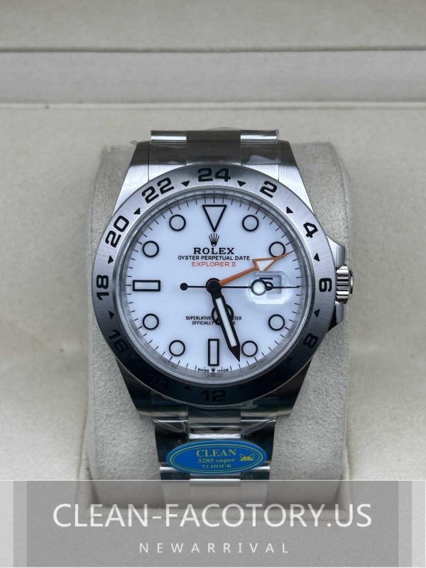 Clean Factory Rolex Explorer II 226570 42mm White Dial "Polar", 904L Steel, Best Edition 3285 Movement