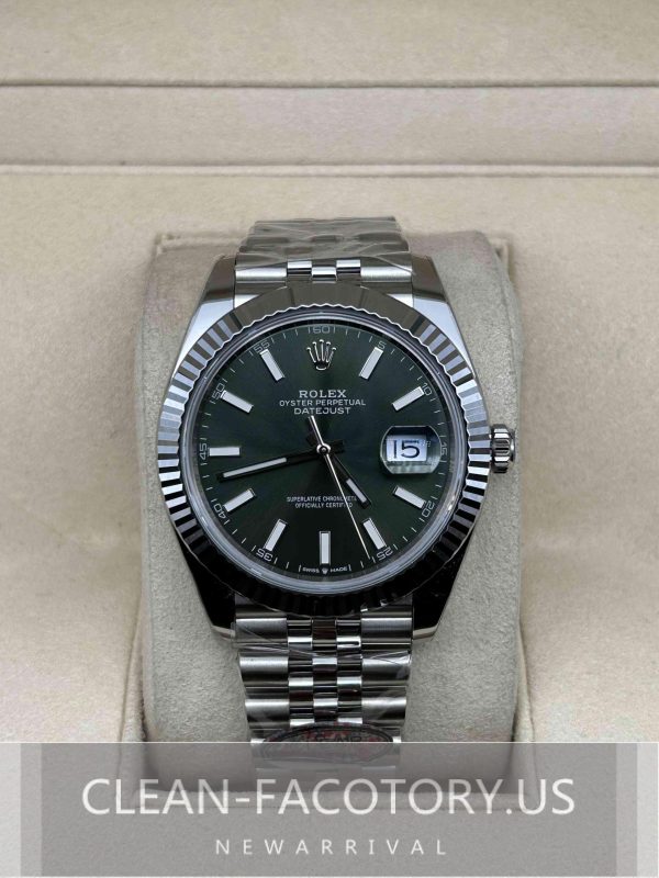 Clean Factory Rolex Datejust 41mm 126334Jubilee Green Dial, White Gold Fluted Bezel, 904L Steel, Best Edition 3235 Movement