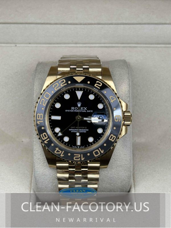Clean Factory Rolex GMT Master II 126718GRNR Jubilee, Black/Grey Ceramic Bezel, 18K Gold Wrapped 904L Steel, Best Edition 3285 Movement