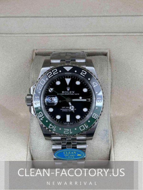 Clean Factory Rolex GMT Master II Left Handed 126720VTNR Jubilee, “Sprite”Black/Green Ceramic Bezel, 904L Steel, Best Edition 3285 Movement