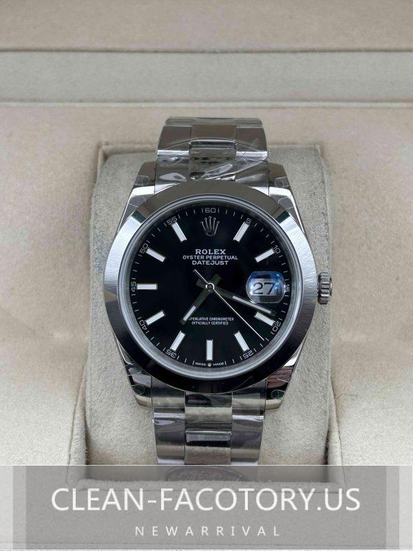 Clean Factory Rolex Datejust 41mm Oyster　126300 Black Dial, Smooth Bezel, 904L Steel, Best Edition 3235 Movement