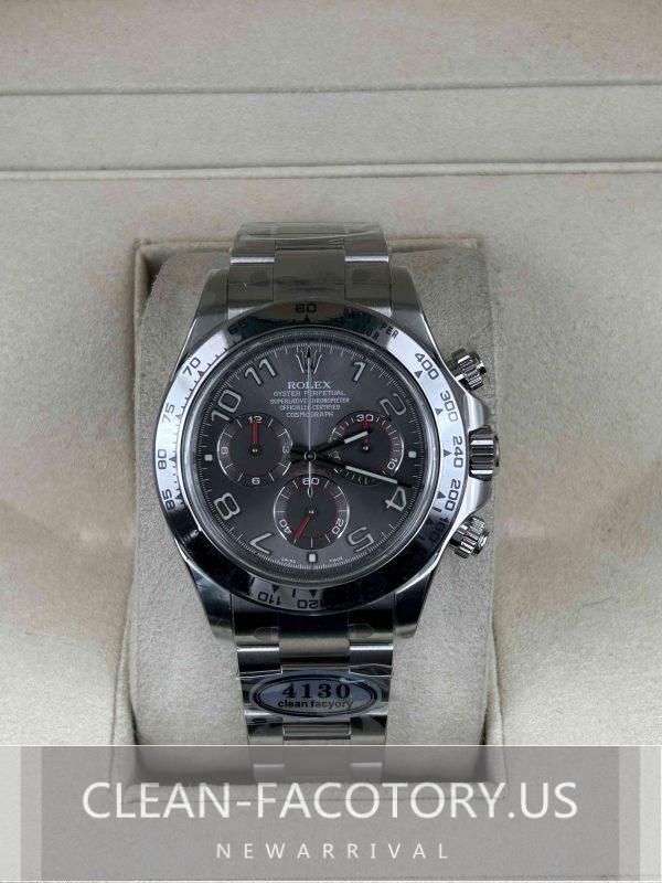 Clean Factory Rolex Daytona 116509  Slate Grey Dial, Arabic Markers, White Gold Bezel, 904L Steel, Best Edition 4130 Movement
