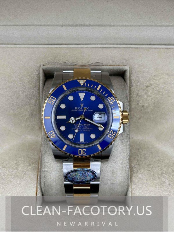 Clean Factory Rolex Submariner 116613LB 40mm Two Tone Gold, Blue Dial, Ceramic Bezel, Gold Wrap 904L Steel, Best Edition 3135 Movement