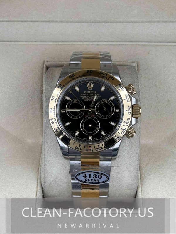 Clean Factory Rolex Daytona 116503 Black Dial  Dial, 2tone 18k Gold wrapped 904L Steel, Best Edition 4130 Movement