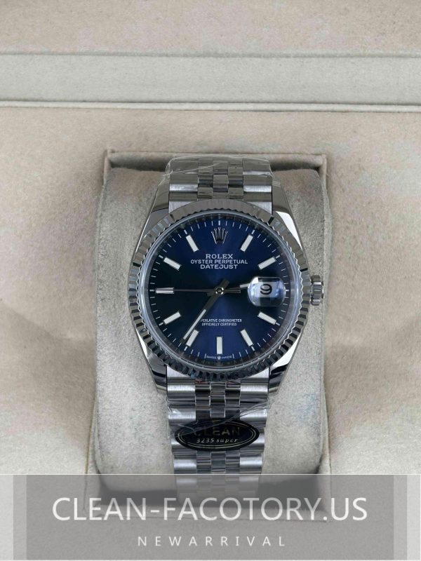 Clean Factory Rolex Datejust 36mm Jubilee Blue Dial, White Gold Fluted Bezel, 904L Steel, Best Edition 3235 Movement