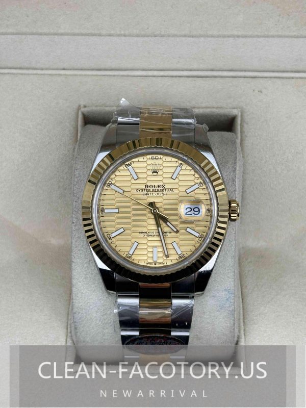 Clean Factory Rolex Datejust 41mm 126333Oyster Champagne Fluted Dial, Two-Tone 18K Gold wrapped 904L Steel, Gold Fluted Bezel, Best Edition 3235 Movement