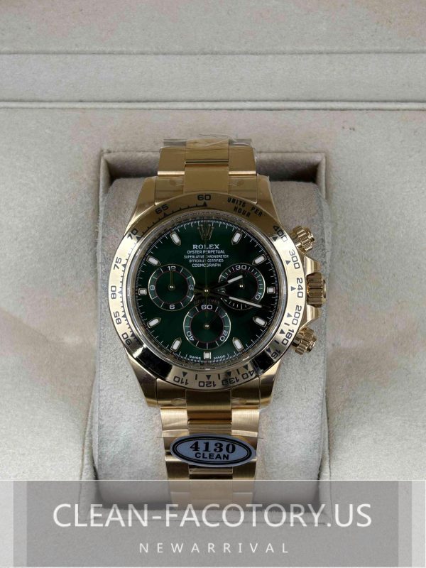 Clean Factory Rolex Daytona 116508GRN Green Dial"John Mayer" ,  18k Yellow Gold wrapped 904L Steel, Best Edition 4130 Movement