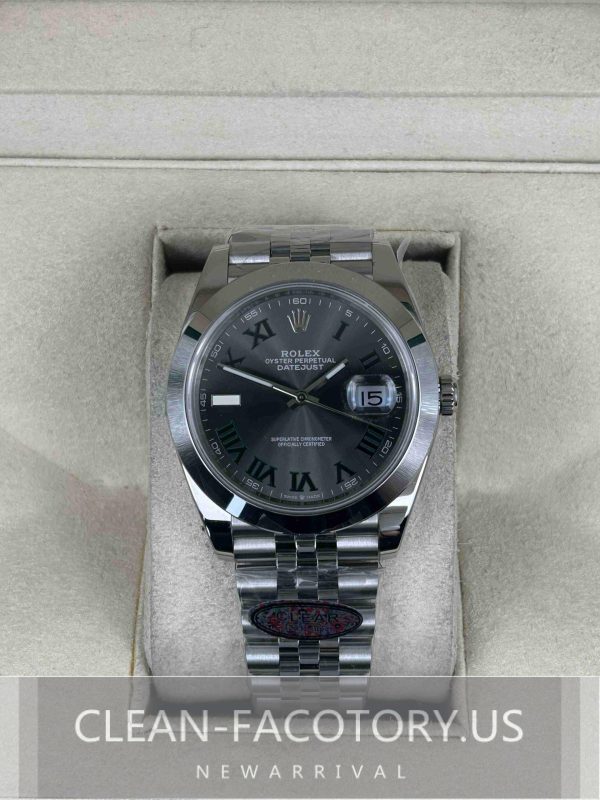 Clean Factory Rolex Datejust 41mm Jubilee Slate Grey Wimbledon Dial, Smooth Bezel, 904L Steel, Best Edition 3235 Movement