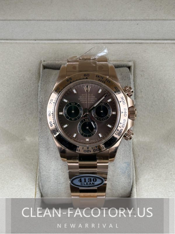 Clean Factory Rolex Daytona 116505 Rose Gold Chocolate Dial,  18k RoseGold wrapped 904L Steel, Best Edition 4130 Movement