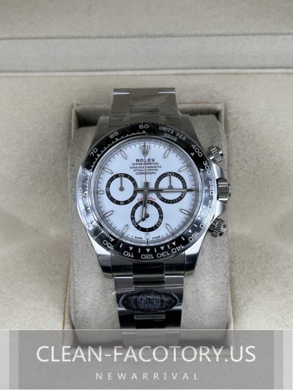 Clean Factory Rolex Daytona 126500LN 40mm White Panda Dial, Black Ceramic Bezel, 904L Steel, Best Edition 4131 Movement
