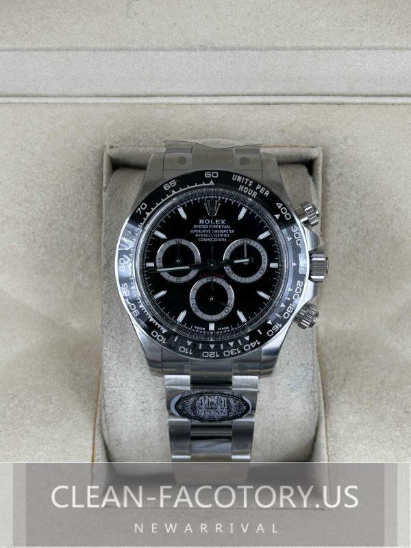 Clean Factory Rolex Daytona 126500LN 40mm Black Dial, Black Ceramic Bezel, 904L Steel, Best Edition 4131 Movement