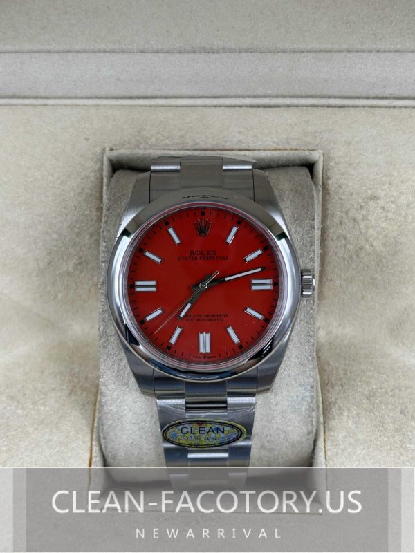 Clean Factory Rolex Oyster Perpetual 41mm 124300 Red Dial,  904L Steel, Best Edition 3230 Movement