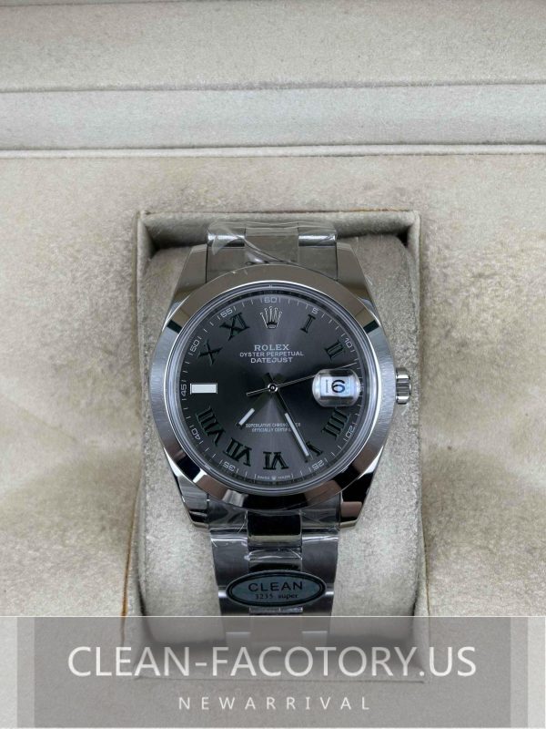 Clean Factory Rolex Datejust 41mm Oyster　126300 Slate Grey Wimbledon Dial, Smooth Bezel, 904L Steel, Best Edition 3235 Movement