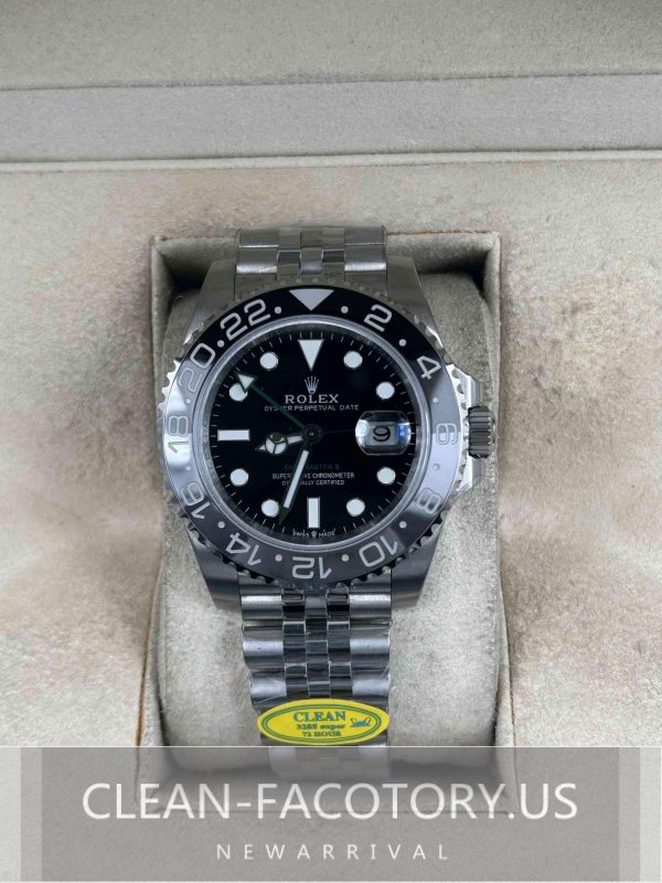 Clean Factory Rolex GMT Master II 126710GRNR Jubilee, Green 24-hour hand, Black/Grey Ceramic Bezel, 904L Steel, Best Edition 3285 Movement