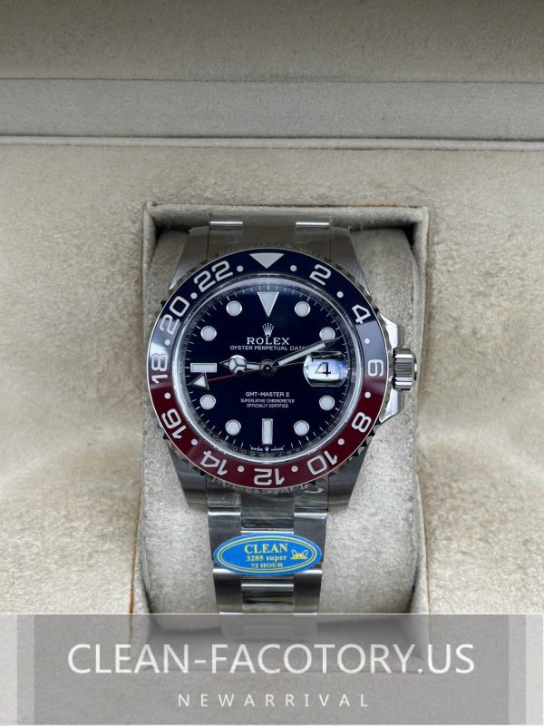 Clean Factory Rolex GMT Master II 126719BLRO Oyster Blue Dial, “Pepsi”Red/Blue Ceramic Bezel, 904L Steel, Best Edition 3285 Movement