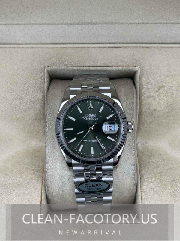 Clean Factory Rolex Datejust 36mm 126234Jubilee Green Dial, White Gold Fluted Bezel, 904L Steel, Best Edition 3235 Movement