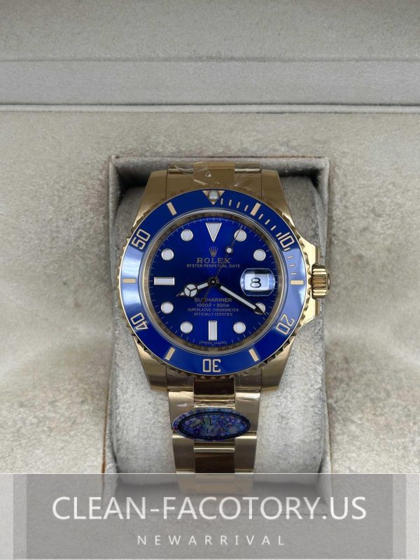 Clean Factory Rolex Submariner 116618LB 40mm, Blue Dial, Ceramic Bezel, Gold Wrap 904L Steel, Best Edition 3135 Movement
