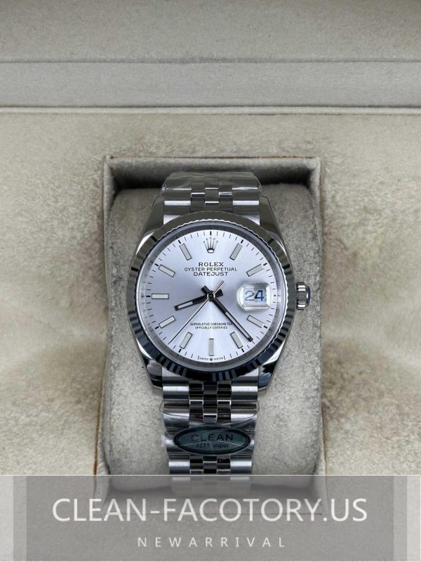 Clean Factory Rolex Datejust 36mm Jubilee SilverDial, White Gold Fluted Bezel, 904L Steel, Best Edition 3235 Movement