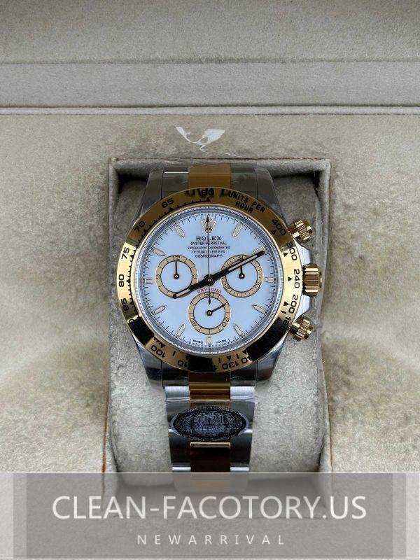 Clean Factory Rolex Daytona 126503 white Dial, 2tone 18k Gold wrapped 904L Steel, Best Edition 4131 Movement