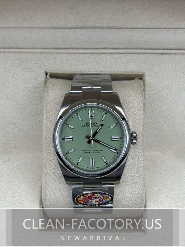 Clean Factory Rolex Oyster Perpetual 36mm 126000 Pistachio Green Dial,  904L Steel, Best Edition 3230 Movement