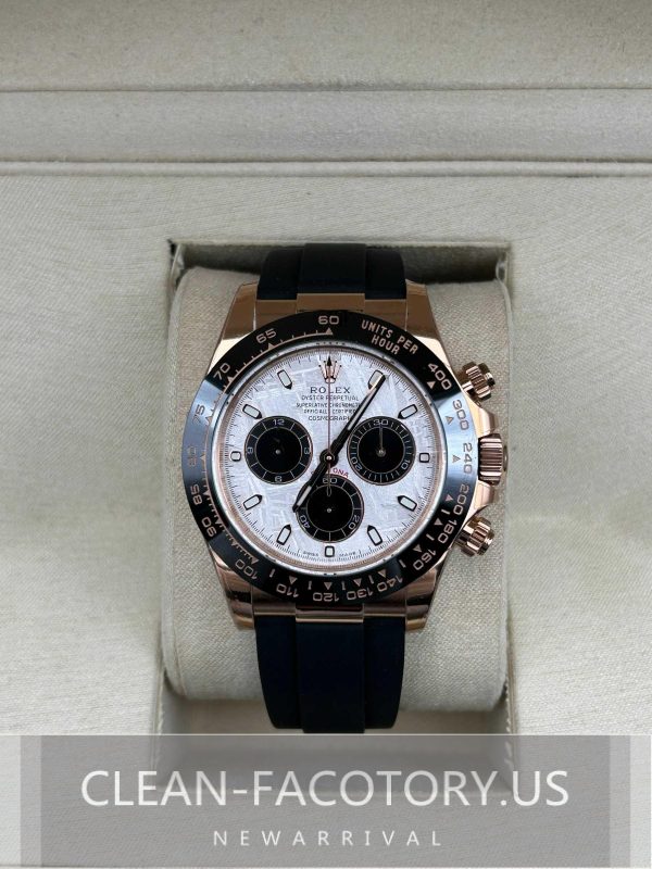 Clean Factory Rolex Daytona 116515LN Meteorite Dial, Rubber Strap, Cerachrom Bezel, RoseGold wrapped 904L Steel, Best Edition 4130 Movement