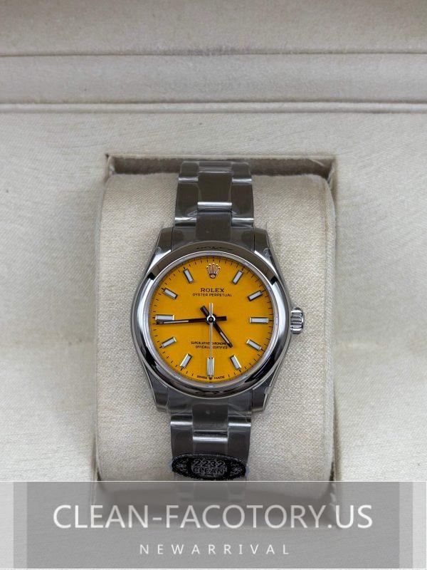 Clean Factory Rolex Oyster Perpetual Lady 31mm 277200 Yellow Dial,  904L Steel, Best Edition 2232Movement