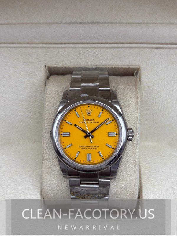 Clean Factory Rolex Oyster Perpetual 36mm 126000 Yellow Dial,  904L Steel, Best Edition 3230 Movement