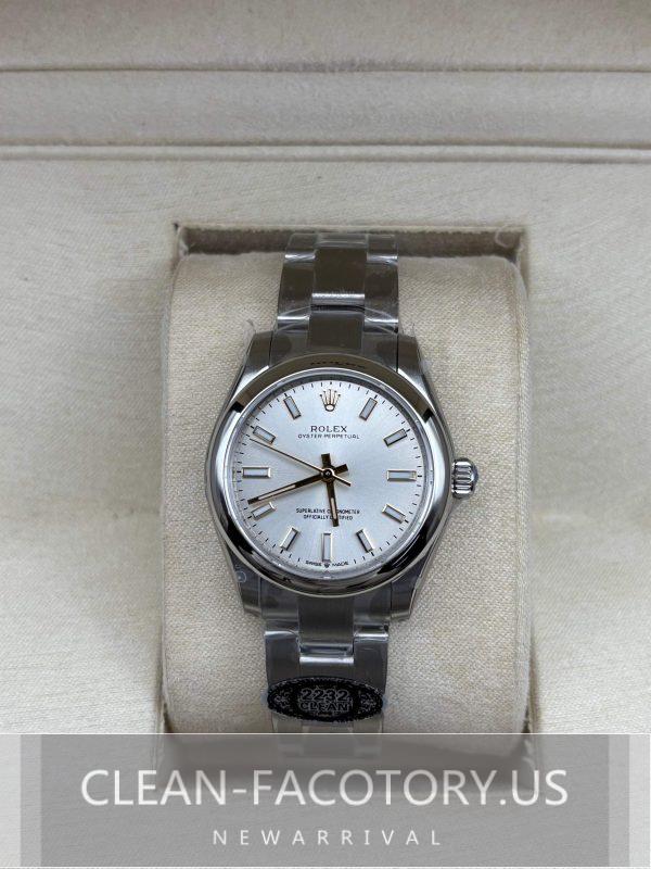 Clean Factory Rolex Oyster Perpetual Lady 31mm 277200 Silver Dial,  904L Steel, Best Edition 2232Movement