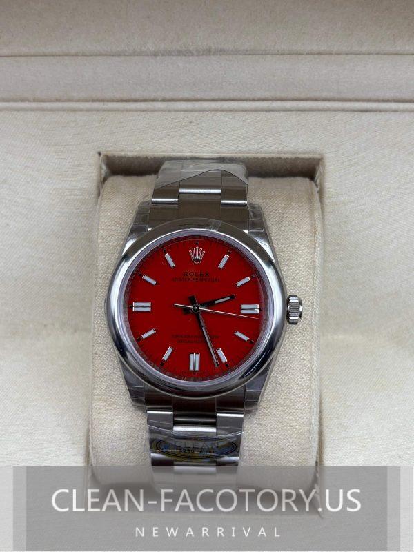 Clean Factory Rolex Oyster Perpetual 36mm 126000 Red Dial,  904L Steel, Best Edition 3230 Movement