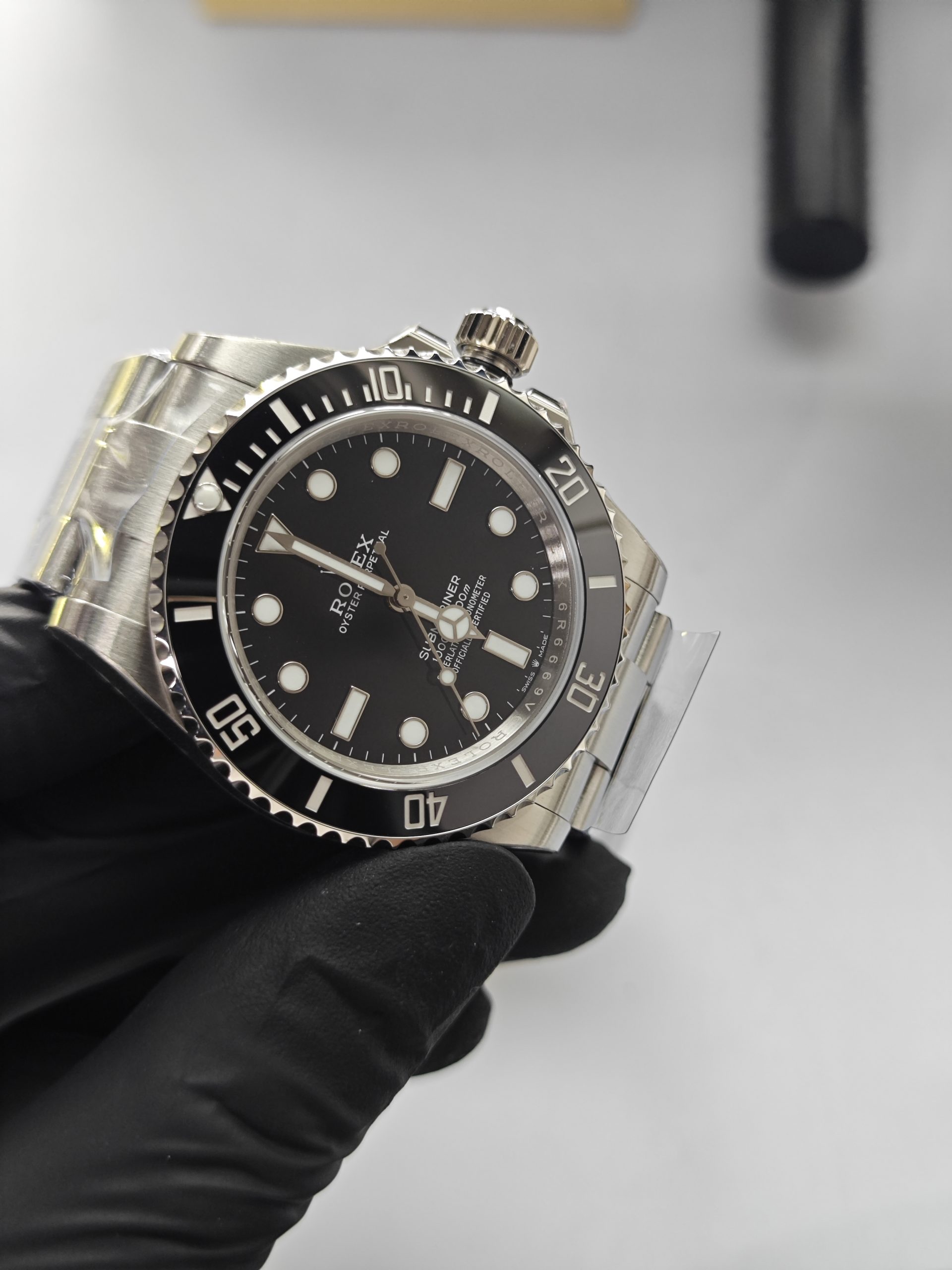 Clean Factory Rolex Submariner 124060  No Date 41mm Black Ceramic Bezel