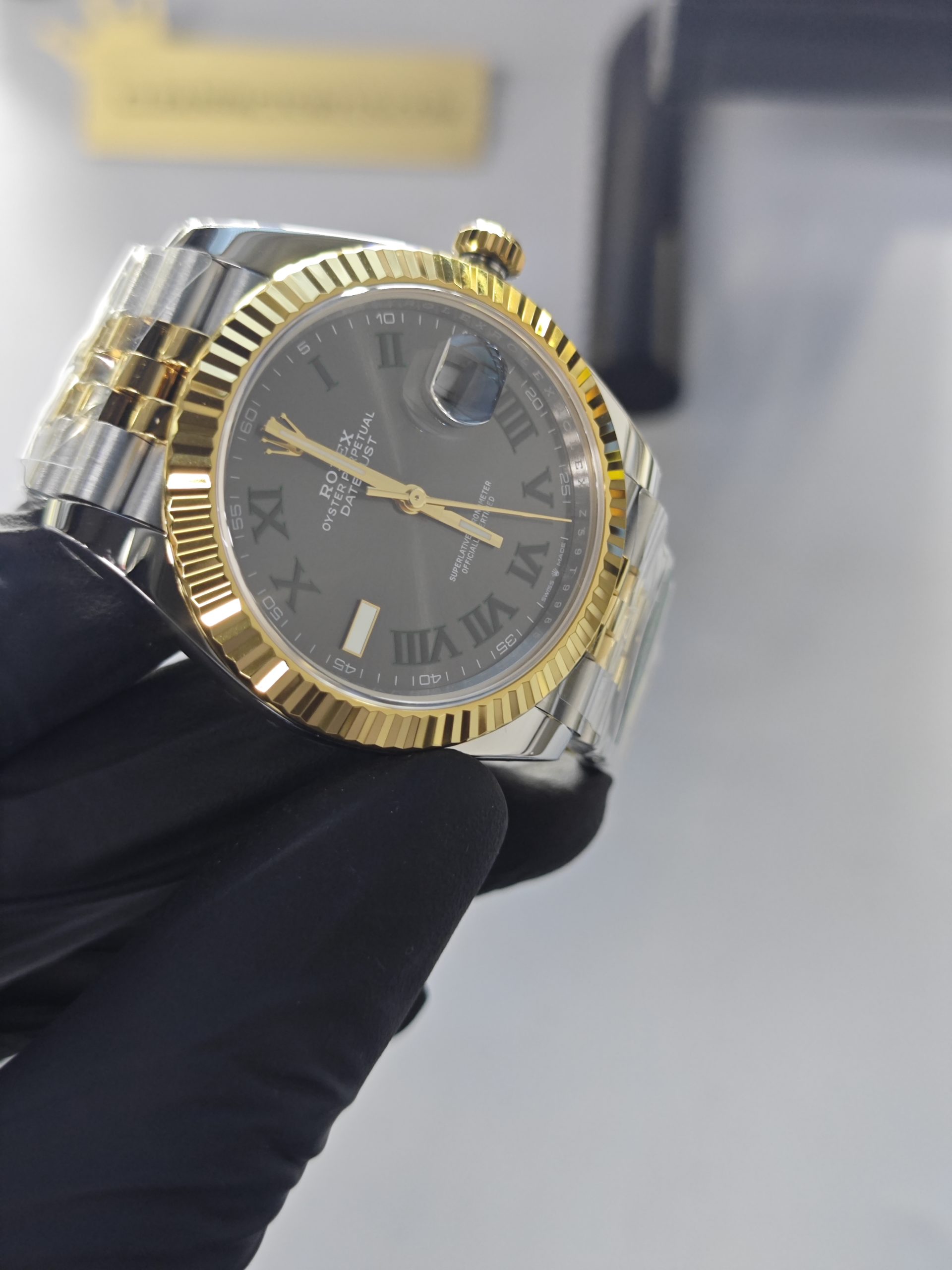 Clean Factory Datejust 41mm 126333Jubilee Two-Tone YellowGold, Slate Grey Wimbledon Dial