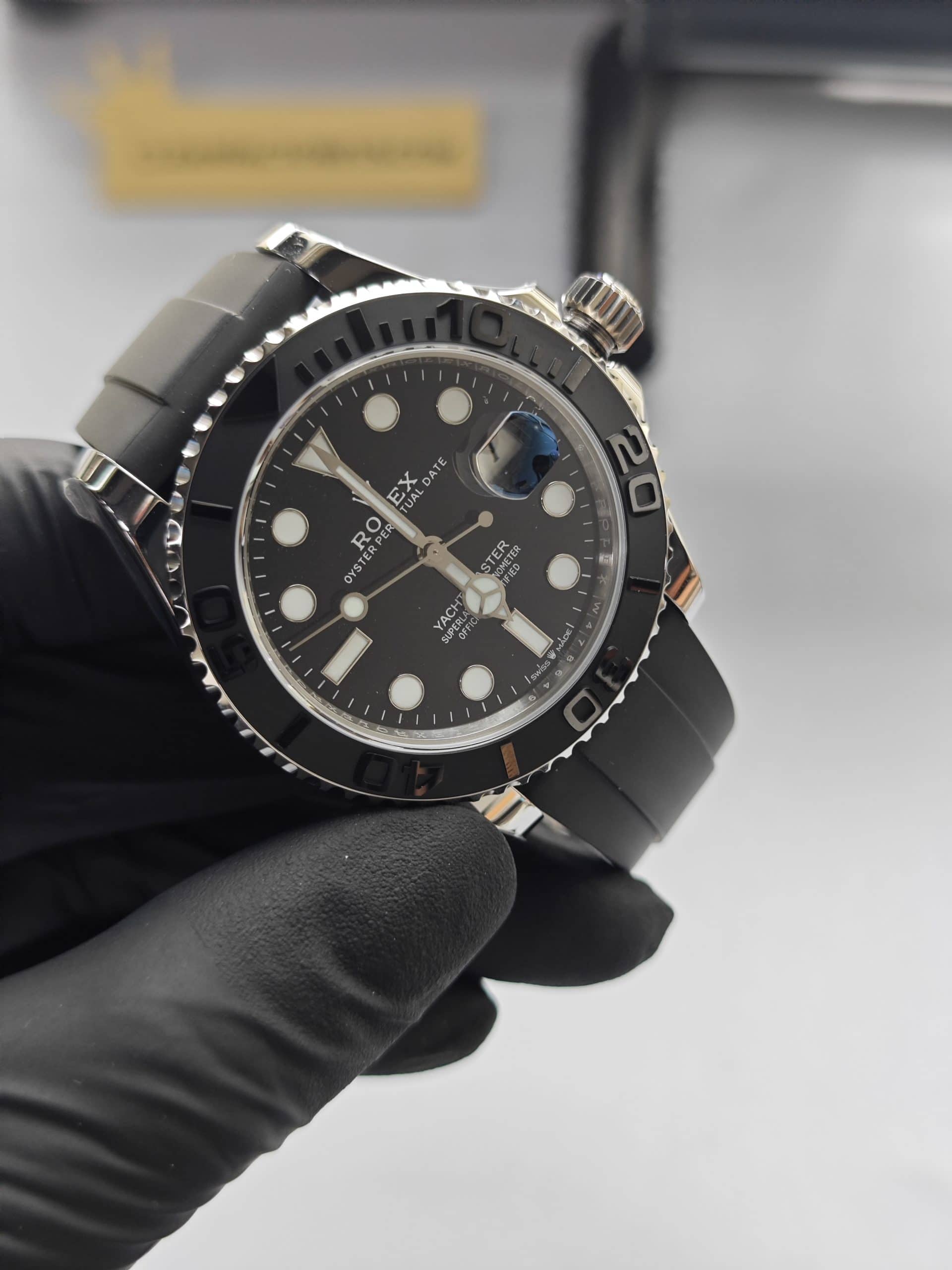 Clean Factory Rolex Yacht Master 226659 42mm Black Dial White Gold 904l Steel Rubber Strap Best Edition 3235 Movement