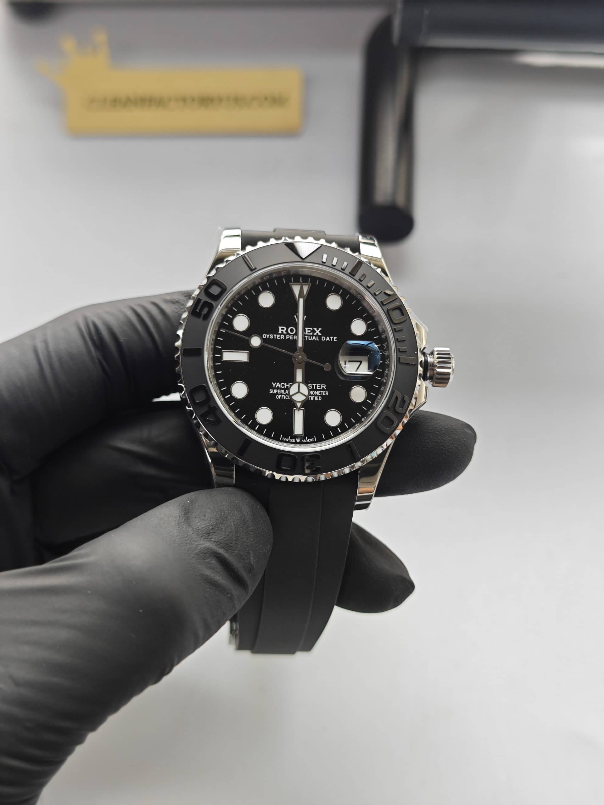 Clean Factory Rolex Yacht Master 226659 42mm Black Dial White Gold 904l Steel Rubber Strap Best Edition 3235 Movement