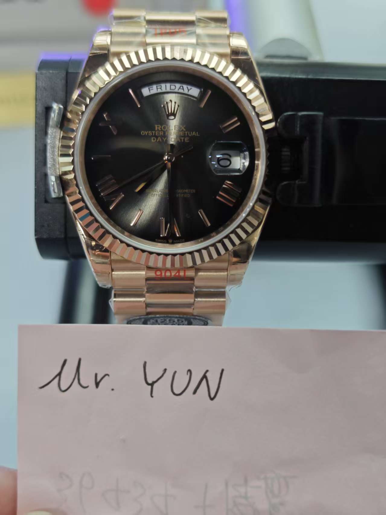 Clean Factory Rolex Day Date 40mm 228235 President Oscars Slate Ombre Dial Rose Gold Fluted Bezel 18k Rosegold Wrapped 904l Steel Best Edition 3255 Movement