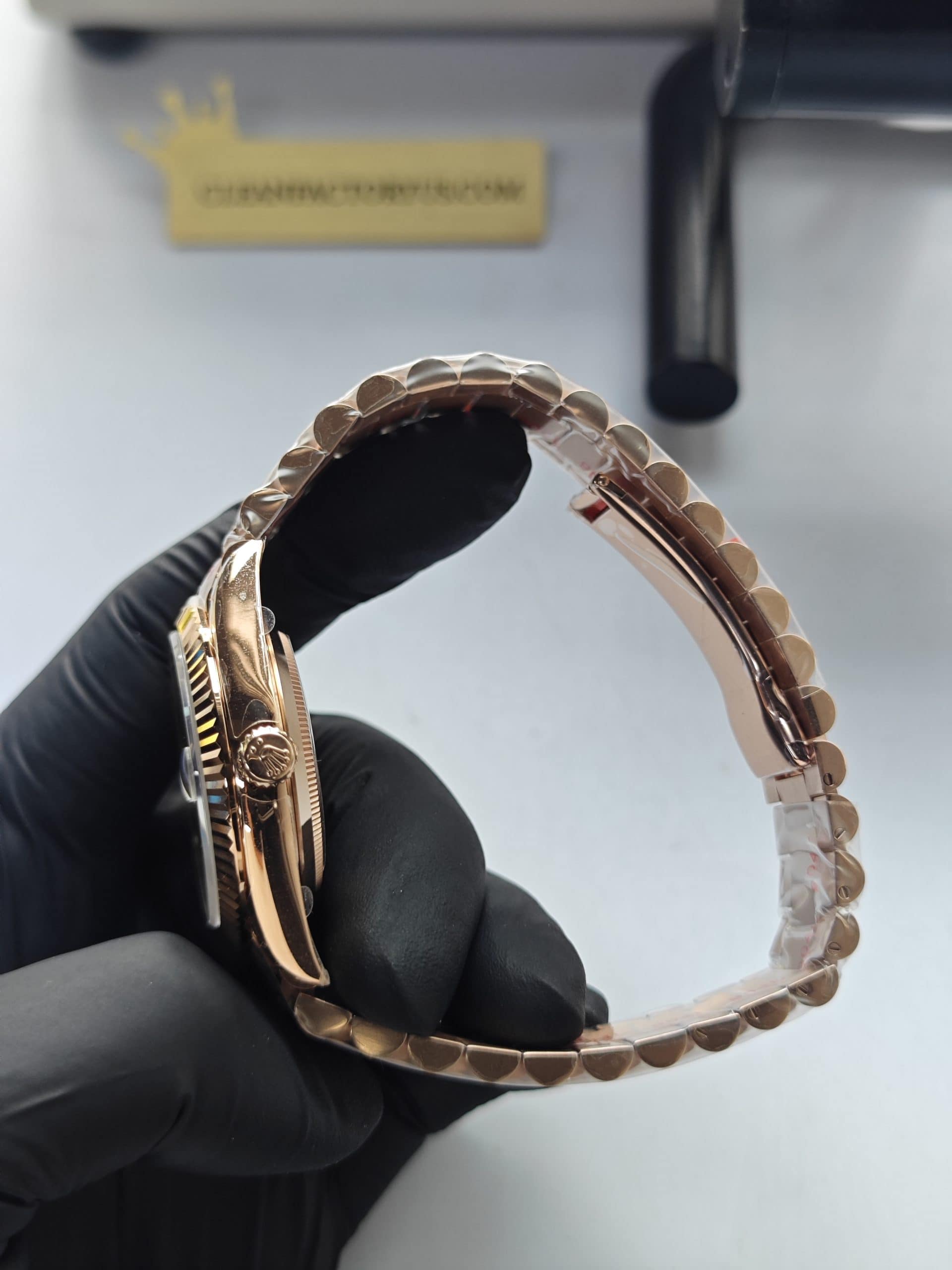 Clean Factory Rolex Day Date 40mm 228235 President Oscars Slate Ombre Dial Rose Gold Fluted Bezel 18k Rosegold Wrapped 904l Steel Best Edition 3255 Movement