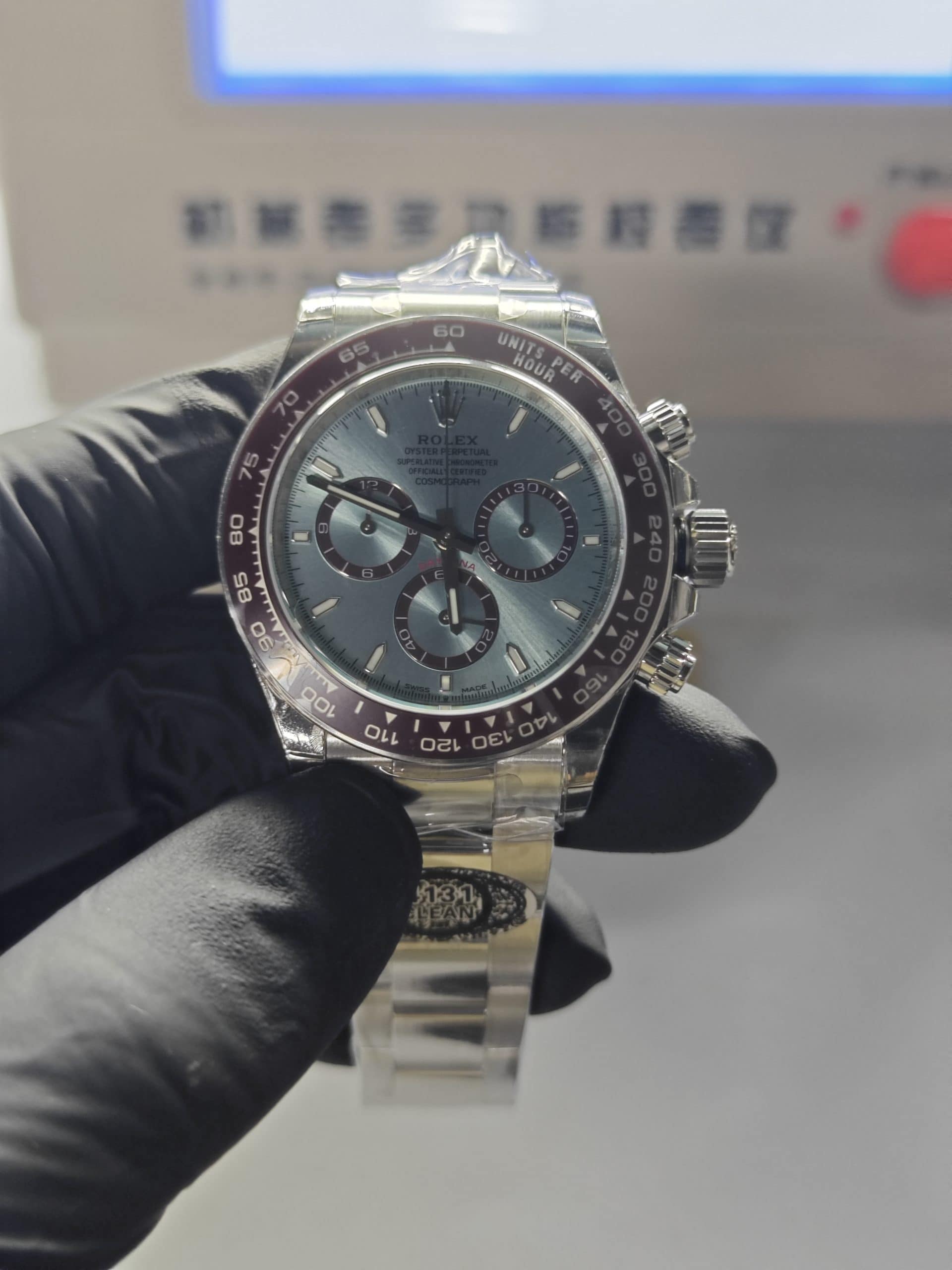 Clean Factory Rolex Daytona M126506 Ice Blue Dial Chestnut Brown Ceramic Bezel Platinum Wrapped 904l Steel Transparent Case Back Best Edition 4131 Movement