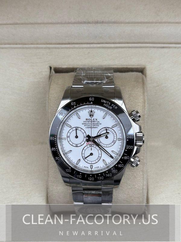 Clean Factory Rolex Daytona 40mm 126502LN Oyster, White "Panda" Dial, Black Ceramic Bezel, White Gold Wrapped,Solid 904L Steel, Best Edition 4131 Movement