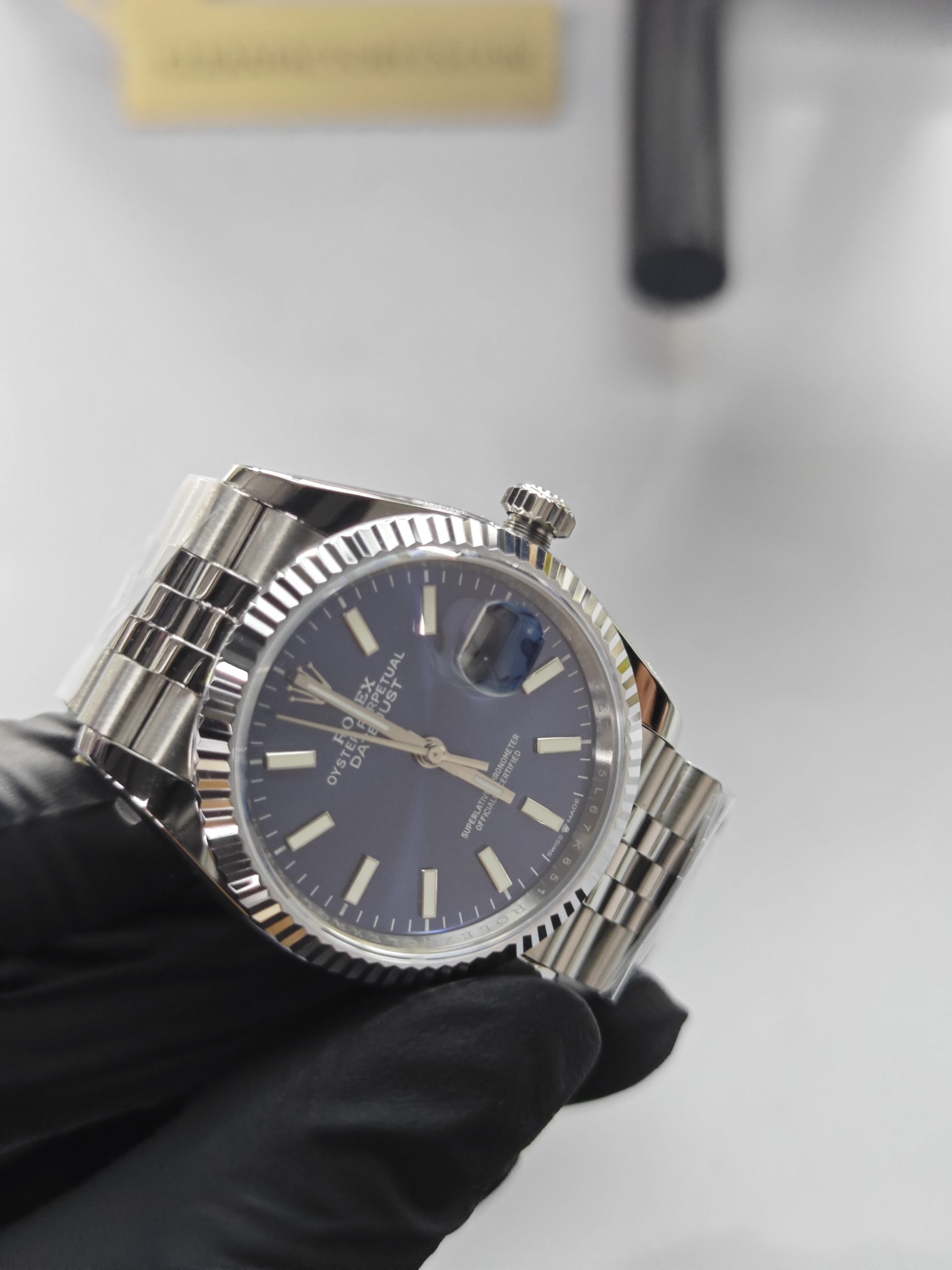 Clean Factory Datejust 36mm Jubilee Blue Dial, White Gold Fluted Bezel