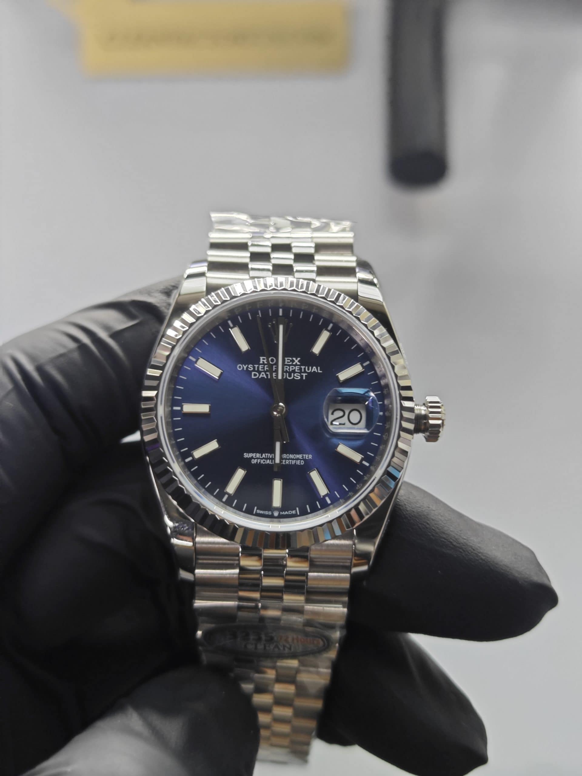 Clean Factory Datejust 36mm Jubilee Blue Dial, White Gold Fluted Bezel