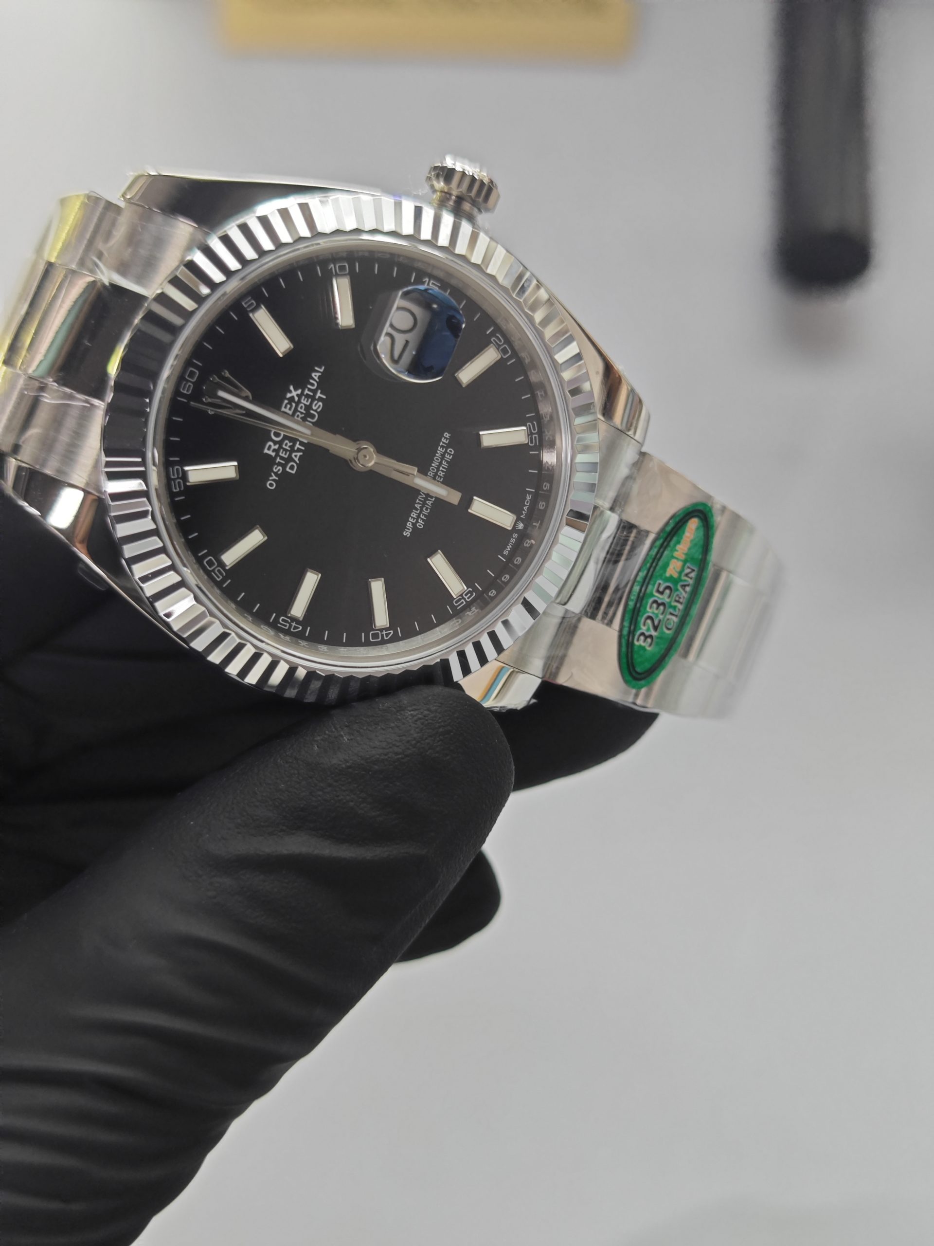 Clean Factory Datejust 41mm Oyster Black Dial, White Gold Fluted Bezel