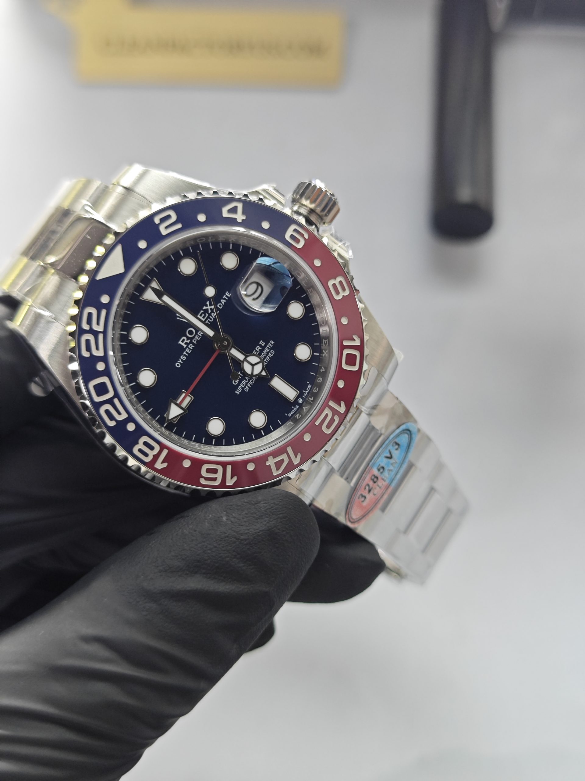 Clean Factory GMT Master II 126719BLRO Oyster Blue Dial, “Pepsi”Red/Blue